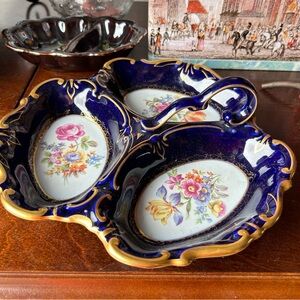 Cobalt Blue JLMENAU Graf von Henneberg Germany 3-Section Dish